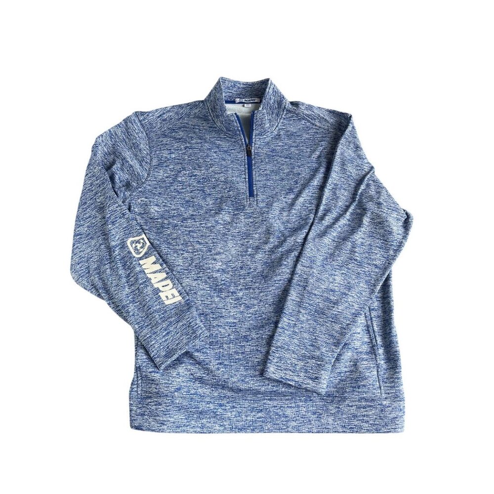 Mapei 2XL Mens Blue & White Pullover 1/4 Zip Sweatshirt Great Cond!